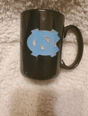 North Carolina Tar Heels Coffee Mug Matte Black Ceramic Raised Logo 14oz NCAA